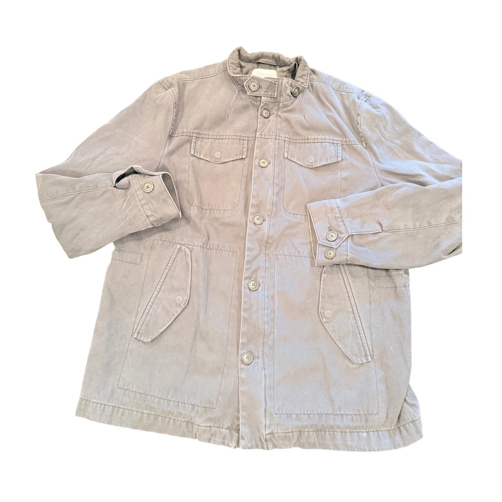 Calvin Klein Men Utility Jacket Lightweight Cotton Workwear Style Tan L